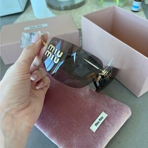 Miu Miu MU54YS pink gold Oversized Sunglasses